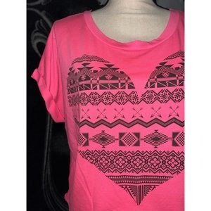 Kid’s Hot Pink Tribal Heart Hollywood Trash Short Sleeve 💖